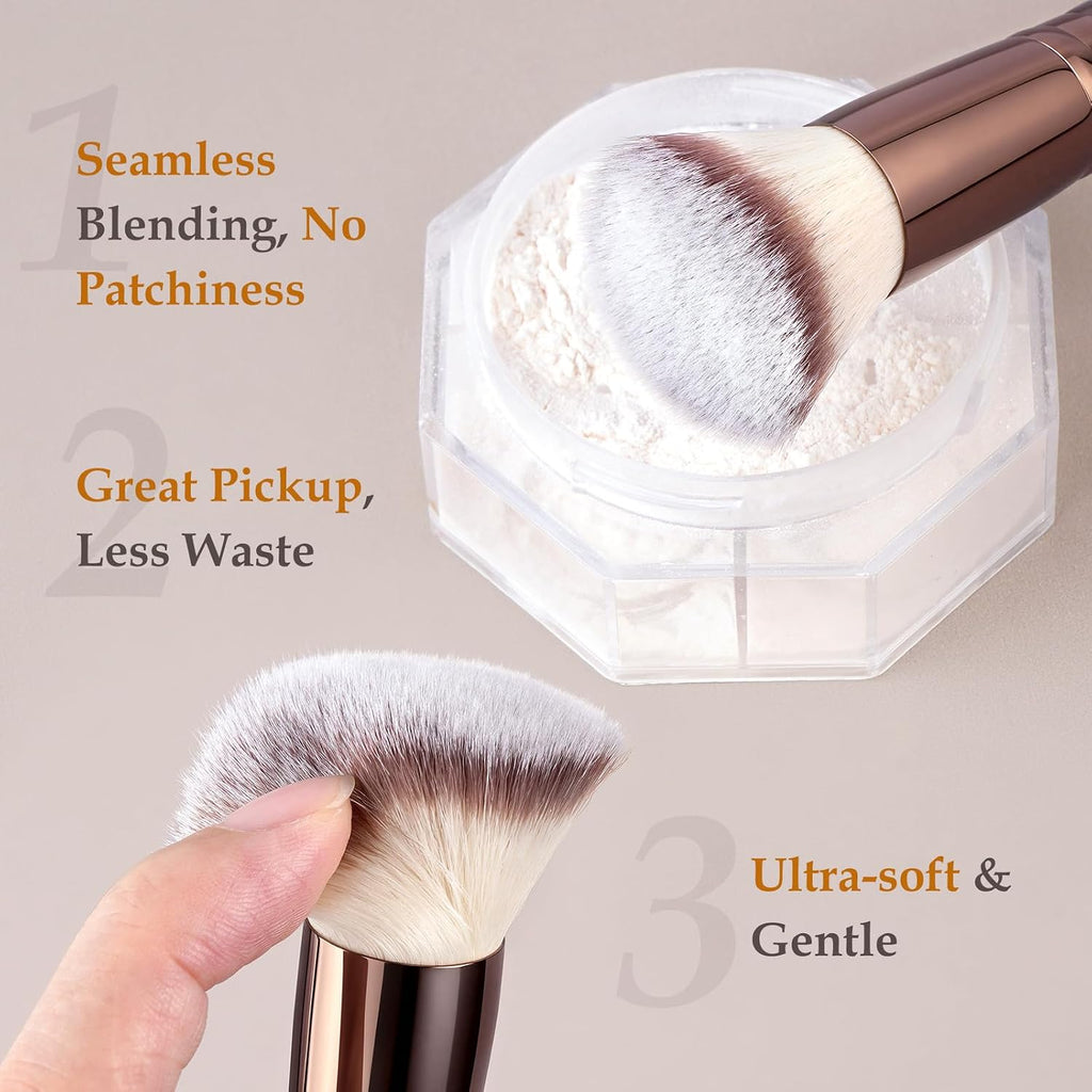 Travel Makeup Brush Set with Case MAANGE 20Pcs Makeup Set, Multi-functional Essential 18Pcs Makeup brushes Foundation, Powder, Blush, Eyeshadow Brushes with 2 Cushion Puffs-Coffee Brown