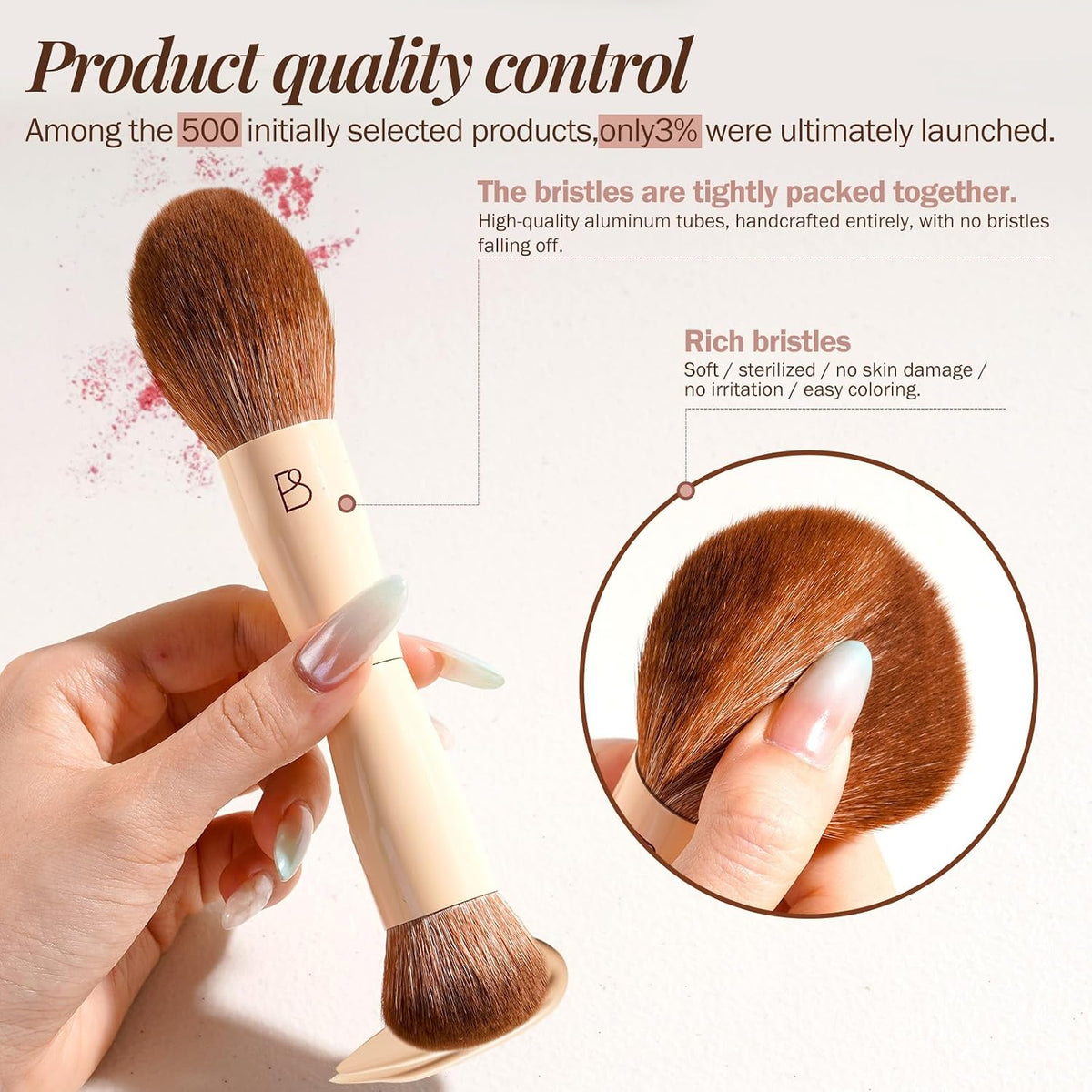 BS-MALL 6Pcs Double-Ended Makeup Brushes Travel Kit with Bag
