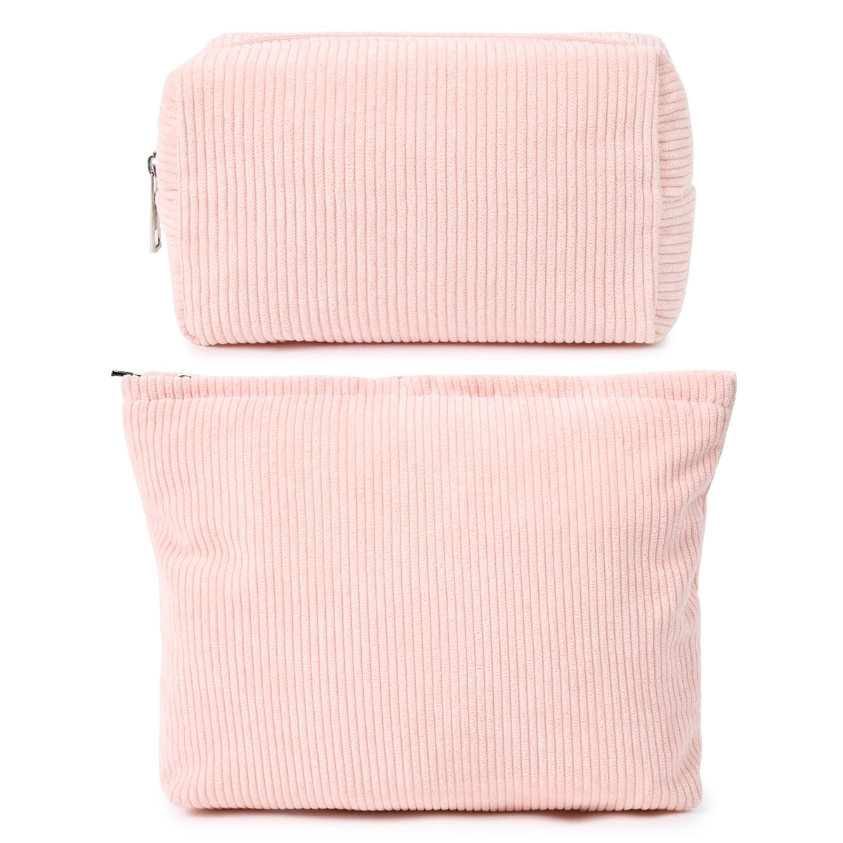 SOIDRAM 2 Pieces Makeup Bag Large Checkered Cosmetic Bag Capacity Canvas Mix Travel Toiletry Bag Organizer Cute Makeup Brushes Aesthetic Accessories Storage Bag for Women, Checkered Mix Rose Red