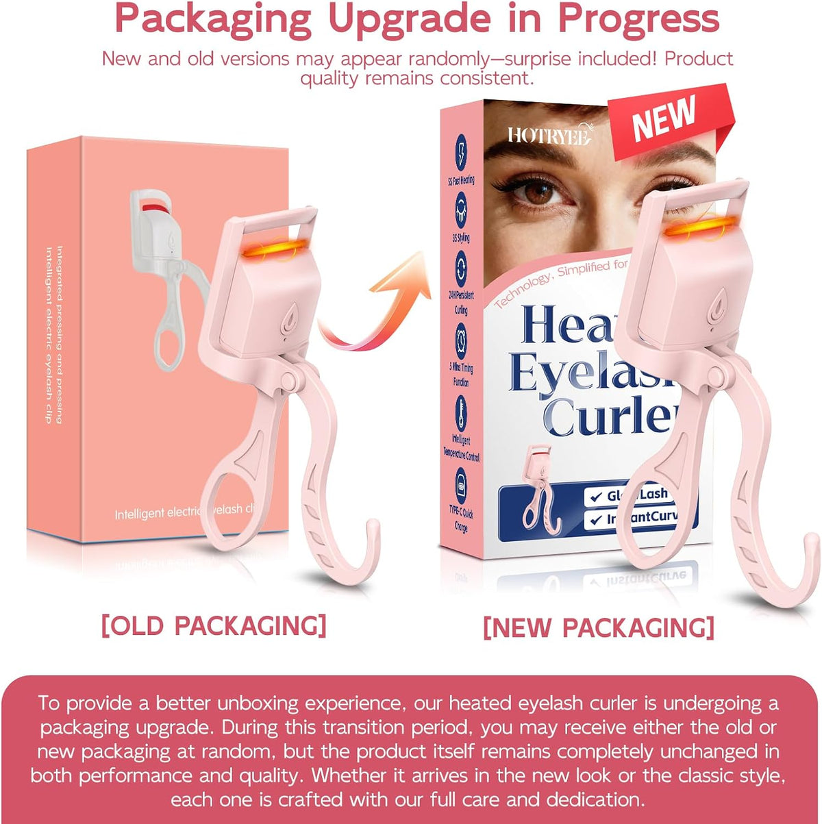 Heated Eyelash Curler,24H Long-Lasting Curls &Safe Anti-Burn (Pink)