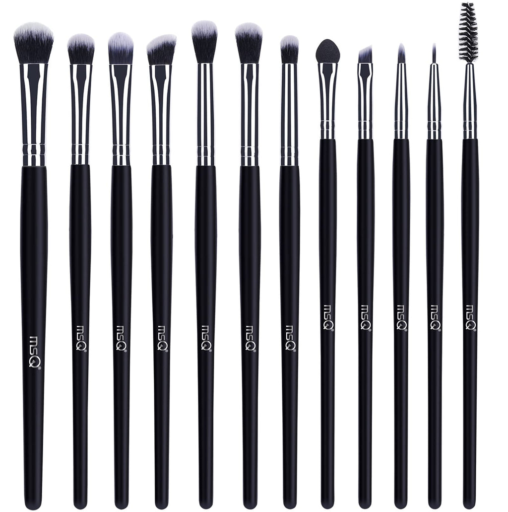 MSQ Eye Makeup Brushes 12pcs Rose Gold Eyeshadow Makeup Brushes Set with Soft Synthetic Hairs & Real Wood Handle for Eyeshadow, Eyebrow, Eyeliner, Blending(without bag)