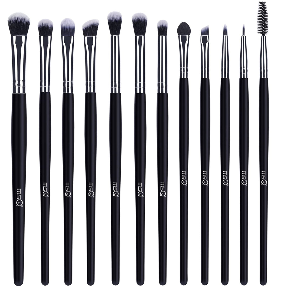 MSQ Eye Makeup Brushes 12pcs Rose Gold Eyeshadow Makeup Brushes Set with Soft Synthetic Hairs & Real Wood Handle for Eyeshadow, Eyebrow, Eyeliner, Blending(without bag)