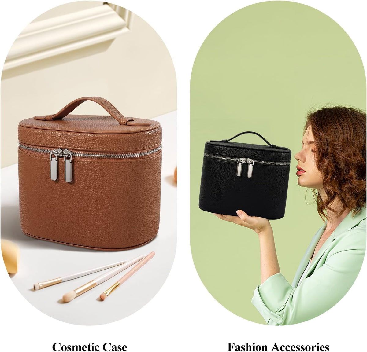 honitty Makeup Bag, Travel Make up Case with Compartments and Handle, Portable Cosmetic Organizer Bags,Toiletry Bag for Women