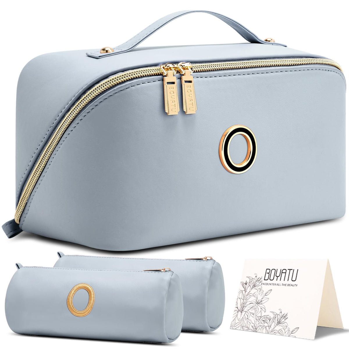 BOYATU Makeup Bag Gift for Women: 3-in-1 Travel Personalized Cosmetic Bag