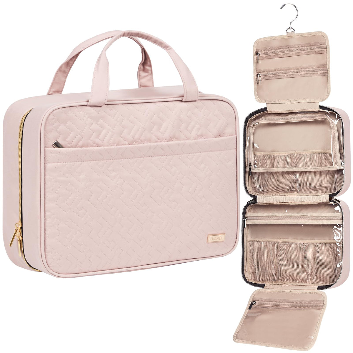 NISHEL Travel Toiletry Bag for women, Portable Hanging makeup Organizer