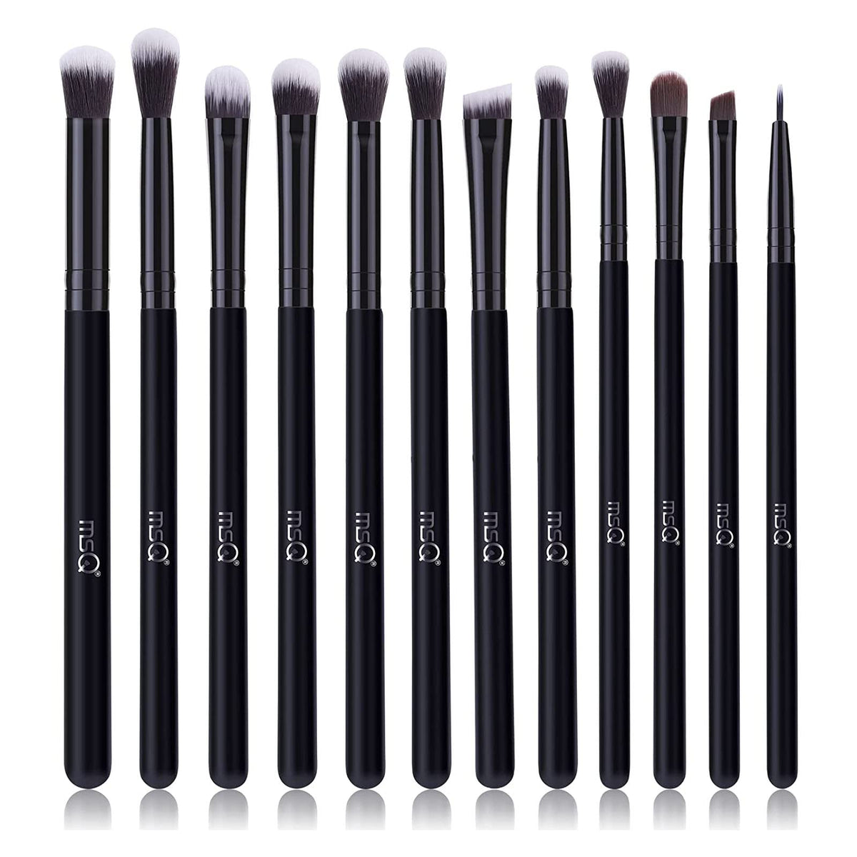 MSQ Eye Makeup Brushes 12pcs Rose Gold Eyeshadow Makeup Brushes Set with Soft Synthetic Hairs & Real Wood Handle for Eyeshadow, Eyebrow, Eyeliner, Blending(without bag)