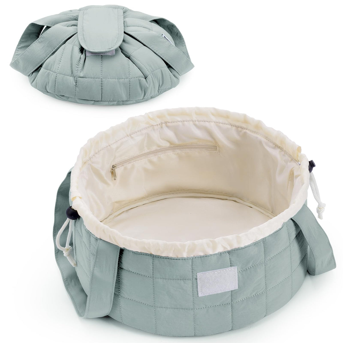 Narwey Lay Flat Drawstring Makeup Bag, Travel Toiletry Cosmetic Bag Women