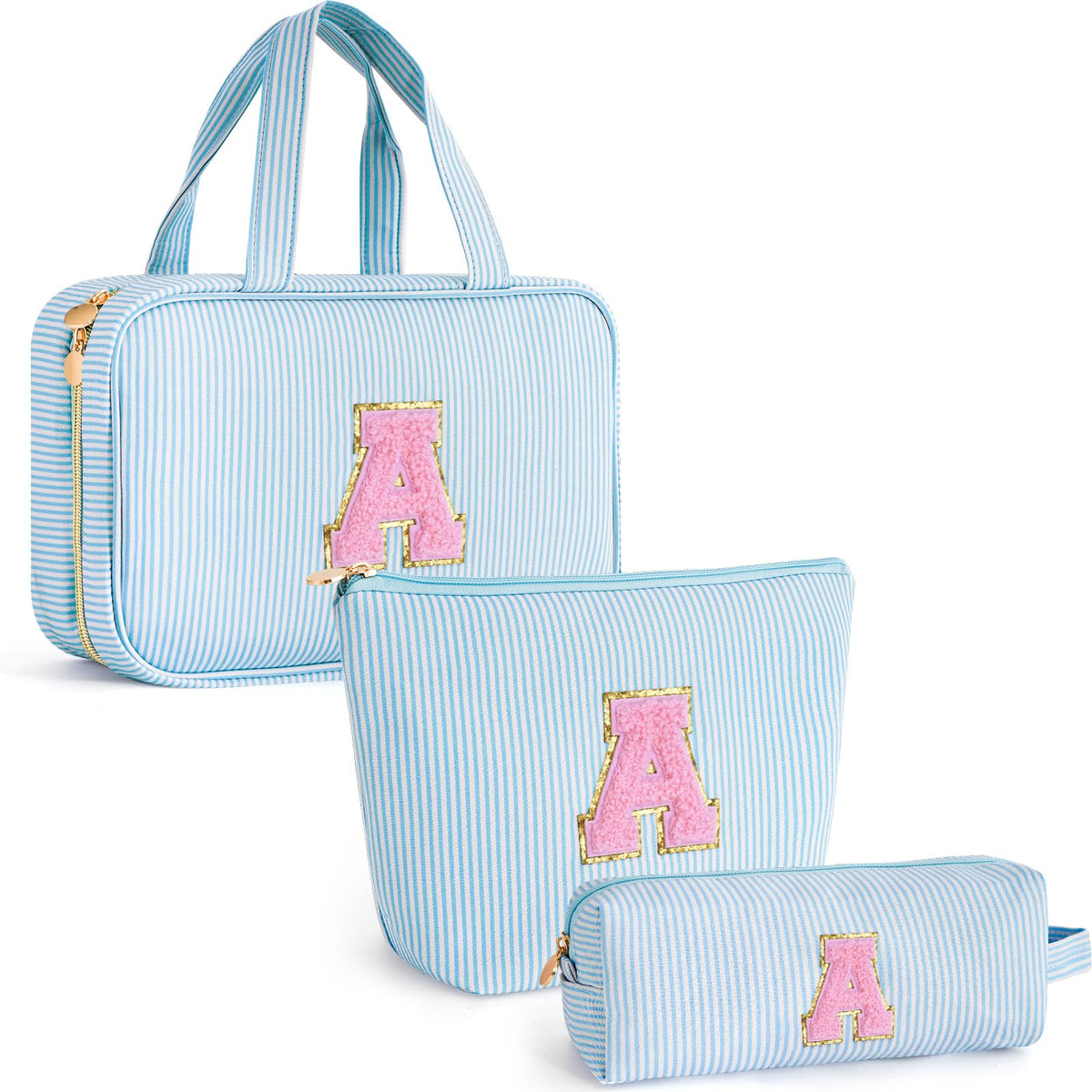 Gifts for Teen Girls Women - Personalized Toiletry Bag Initial Makeup Bag | Travel Cosmetic Bag | 8 9 10 11 12 13 14 15 16 Years Old Girl Gift Trendy Stuff - Blue A