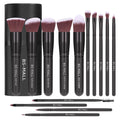 BS-MALL Makeup Brushes Premium Synthetic Foundation Powder Concealers Eye Shadows 14 Pcs Purple for Makeup Beginner or Professional with Travel Case