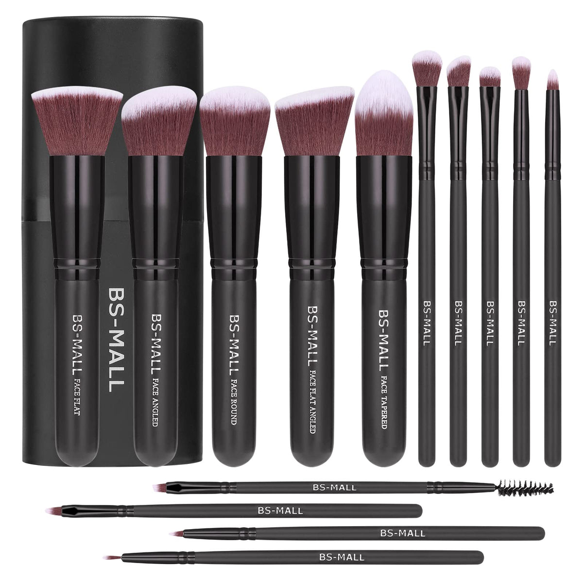 BS-MALL Makeup Brushes Premium Synthetic Foundation Powder Concealers Eye Shadows 14 Pcs Purple for Makeup Beginner or Professional with Travel Case