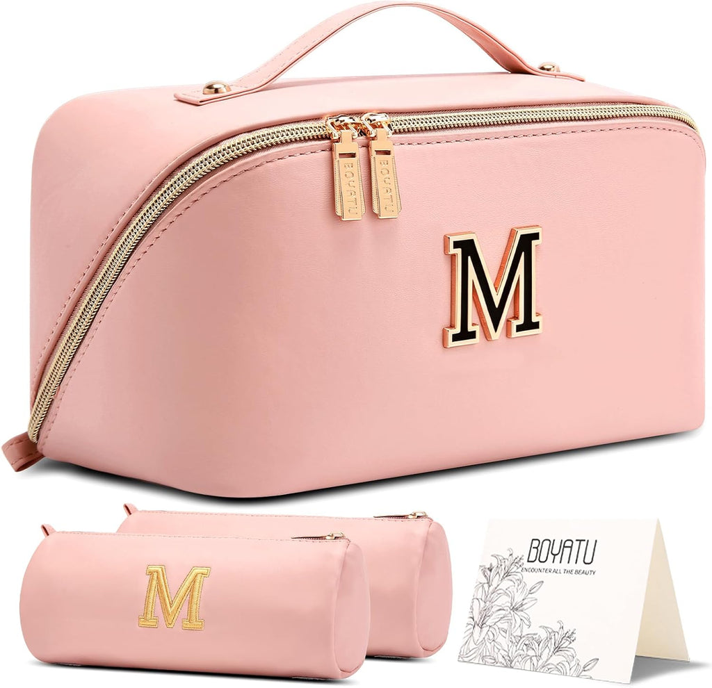 BOYATU Personalized Travel Makeup Bag: 3-in-1 Cosmetic Bag Gift for Women