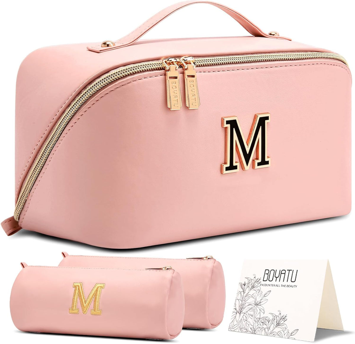 BOYATU Personalized Travel Makeup Bag: 3-in-1 Cosmetic Bag Gift for Women