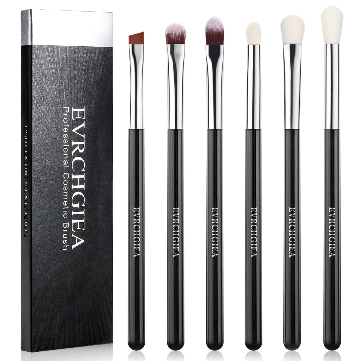 Eye Makeup Brush Set, 6 Pcs Professional Blending Eyeshadow Makeup Brushes for Concealer Eyebrows Eyeliner, Soft Hairs & Wood Handle