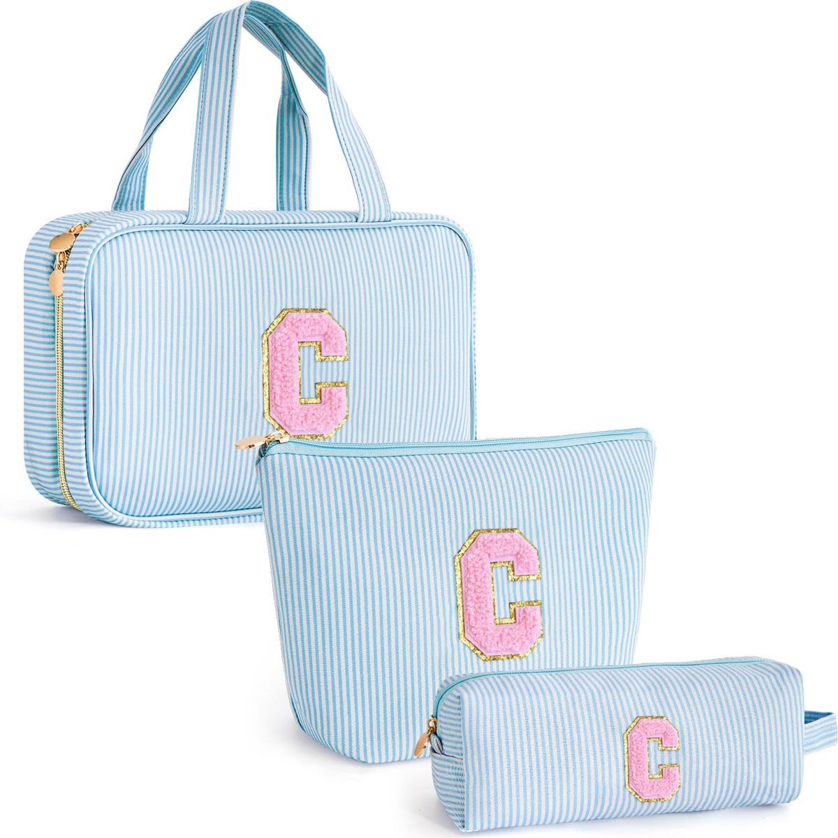Gifts for Teen Girls Women - Personalized Toiletry Bag Initial Makeup Bag | Travel Cosmetic Bag | 8 9 10 11 12 13 14 15 16 Years Old Girl Gift Trendy Stuff - Blue A