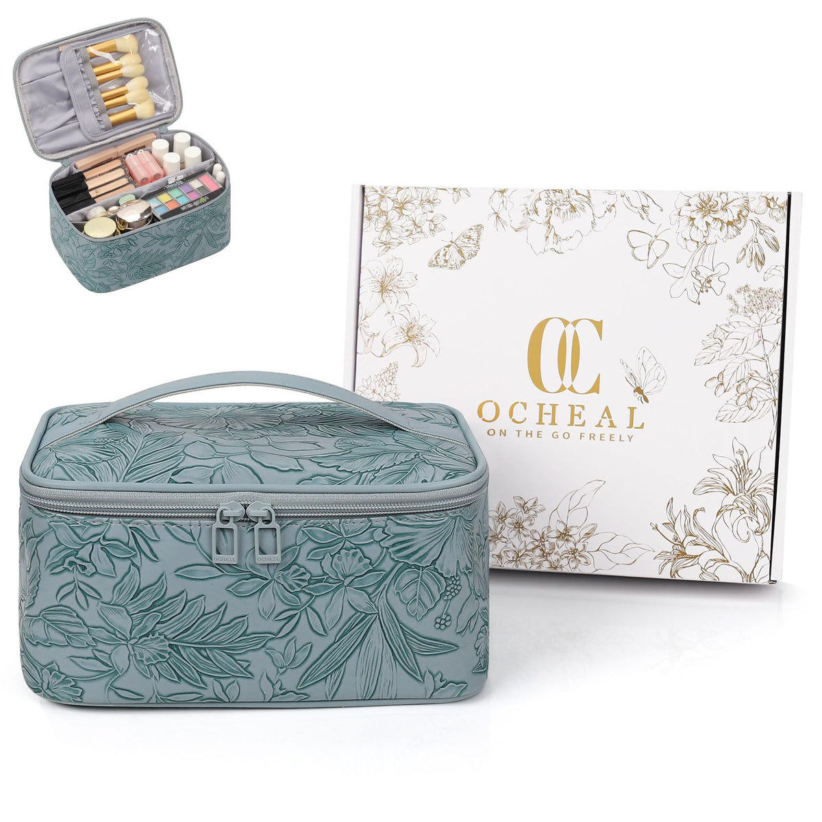 OCHEAL Makeup Bag, Portable Cosmetic Bag Black Make up Case Toiletry Bag