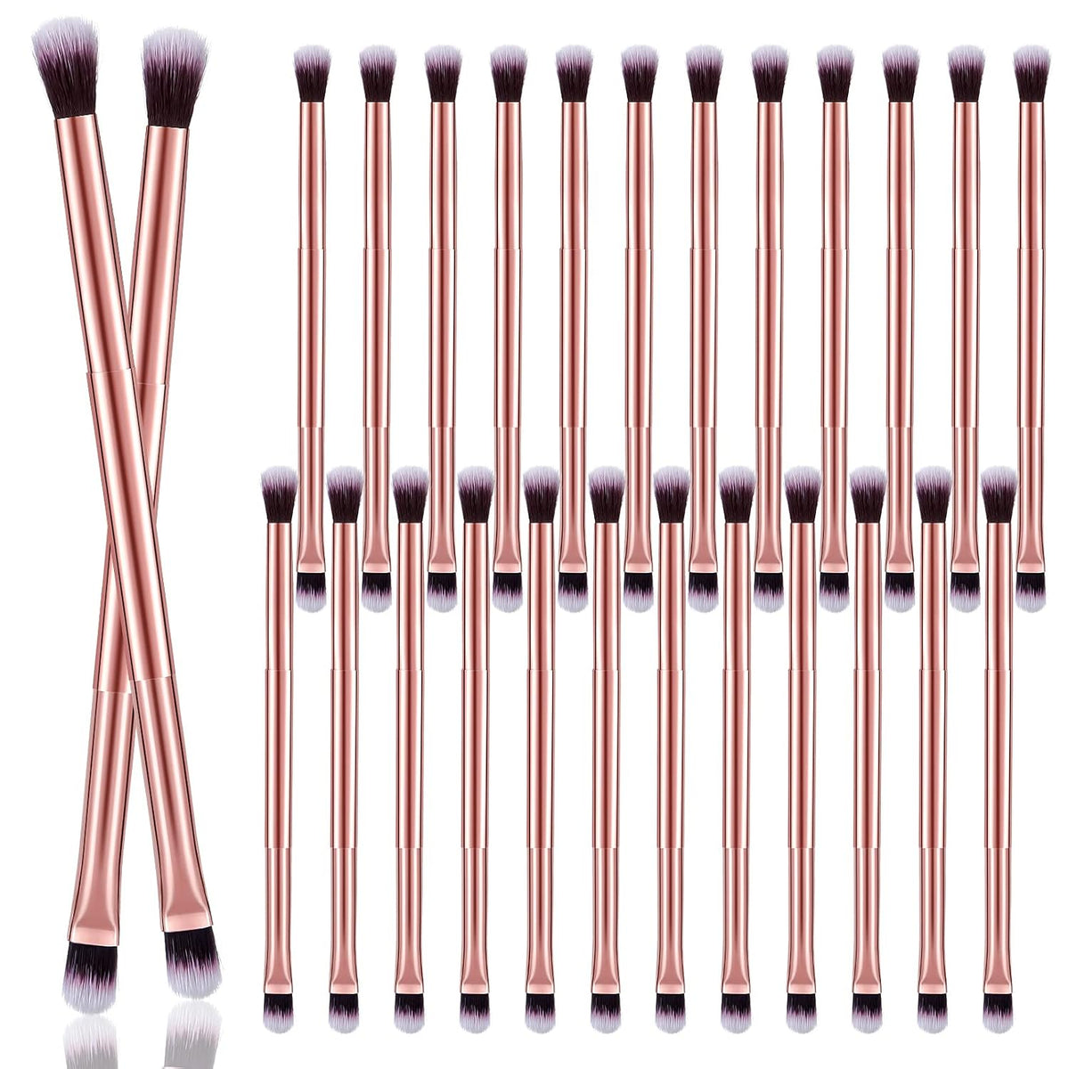 24 Pcs Eyeshadow Smudge Brush, 2 in 1 Double Ended Brush, Rose Gold