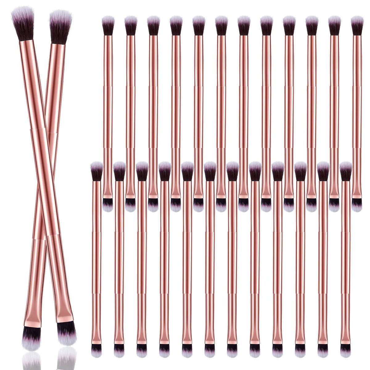 24 Pcs Eyeshadow Smudge Brush, 2 in 1 Double Ended Brush, Rose Gold
