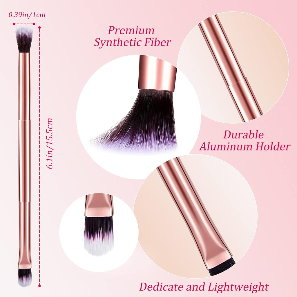 24 Pcs Eyeshadow Smudge Brush, 2 in 1 Double Ended Brush, Rose Gold