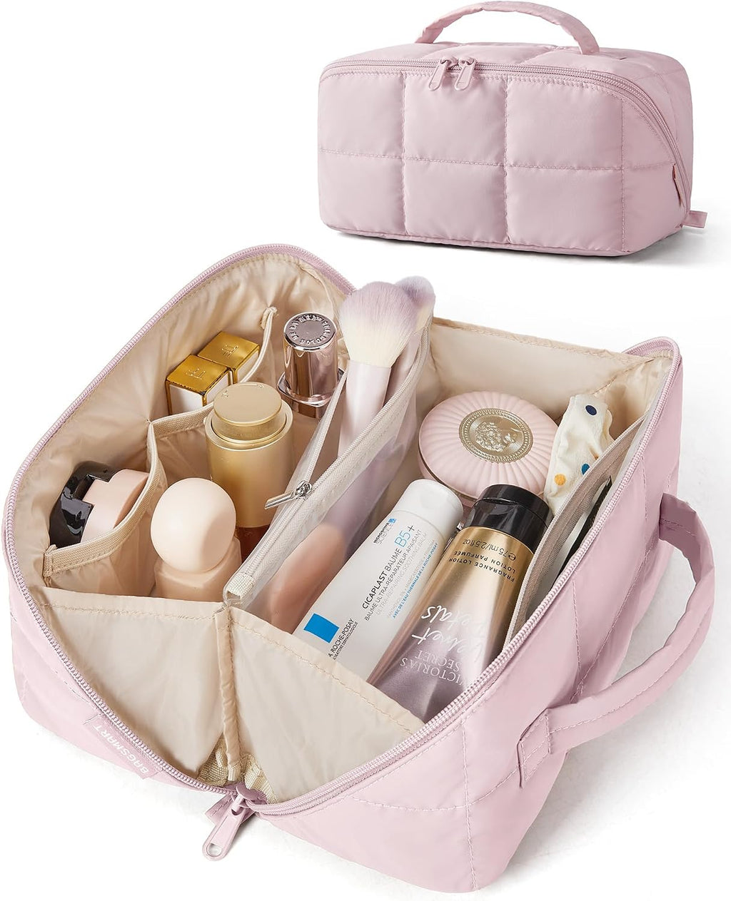 BAGSMART Flat-Open Makeup Bag, Travel Cosmetic Organizer Bag for Women