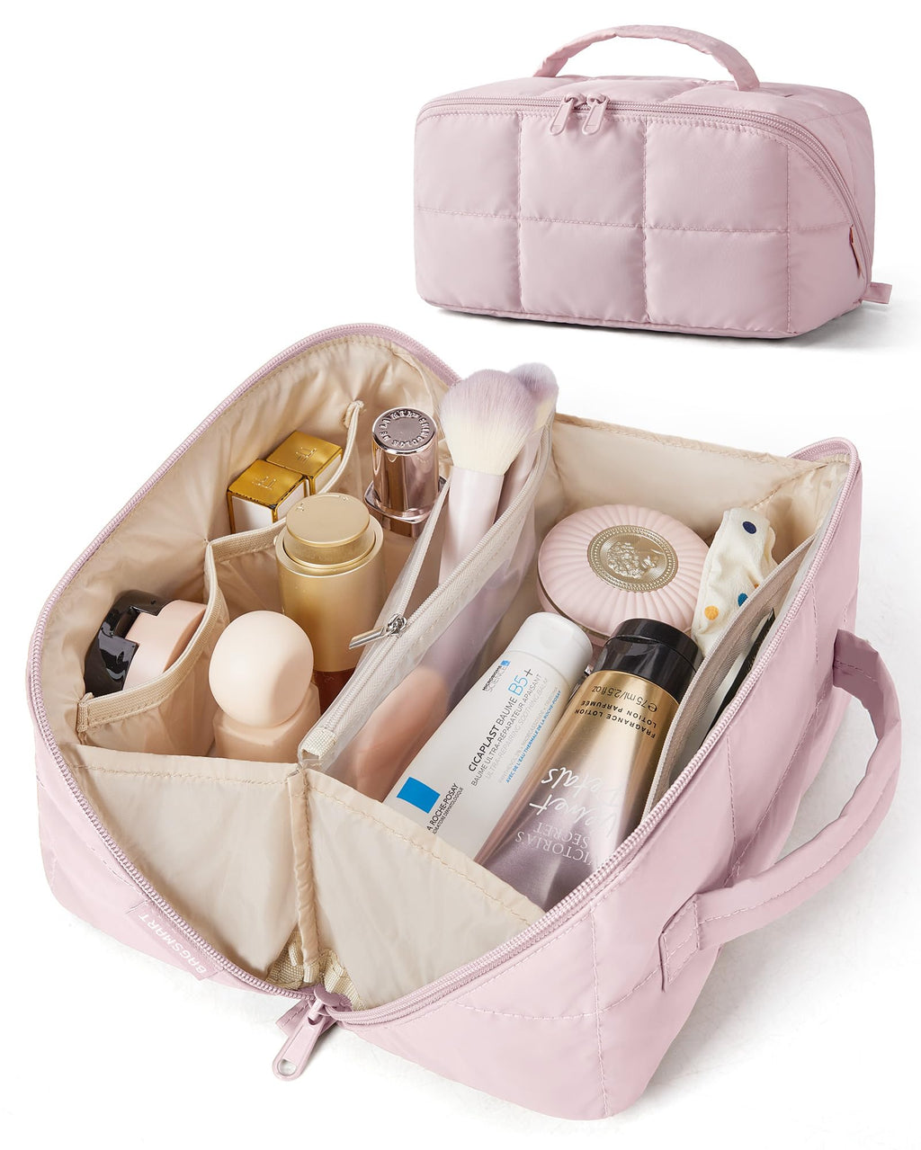 BAGSMART Flat-Open Makeup Bag, Travel Cosmetic Organizer Bag for Women