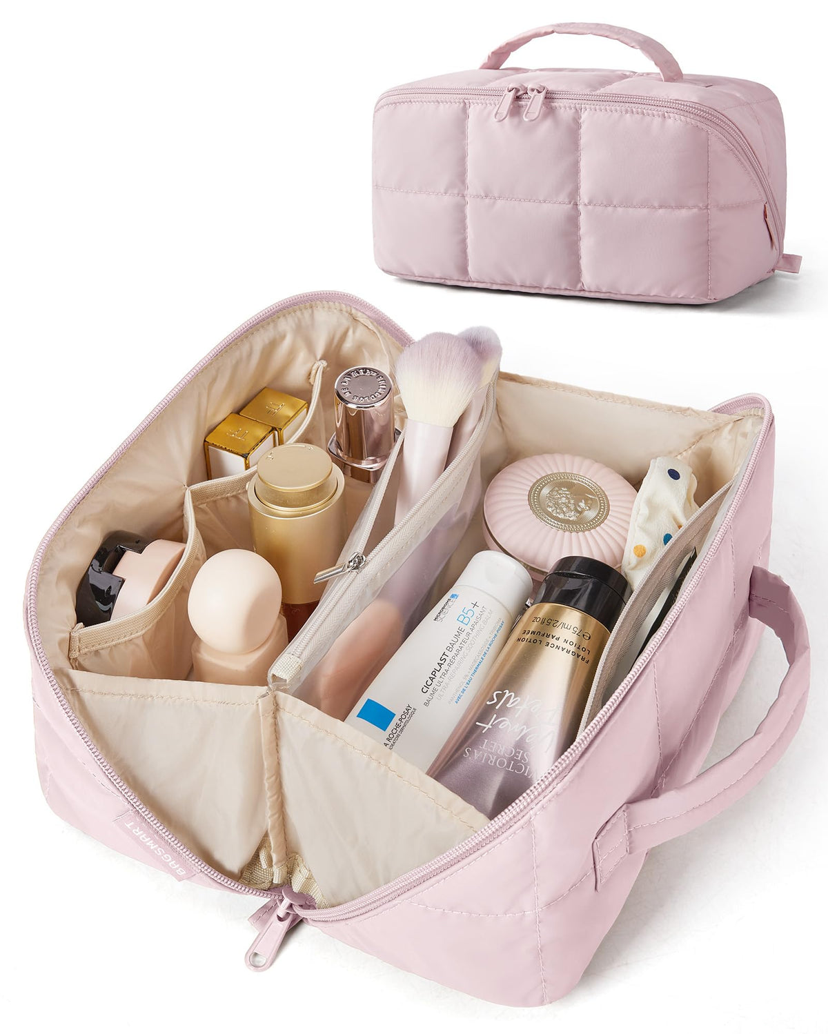 BAGSMART Flat-Open Makeup Bag, Travel Cosmetic Organizer Bag for Women