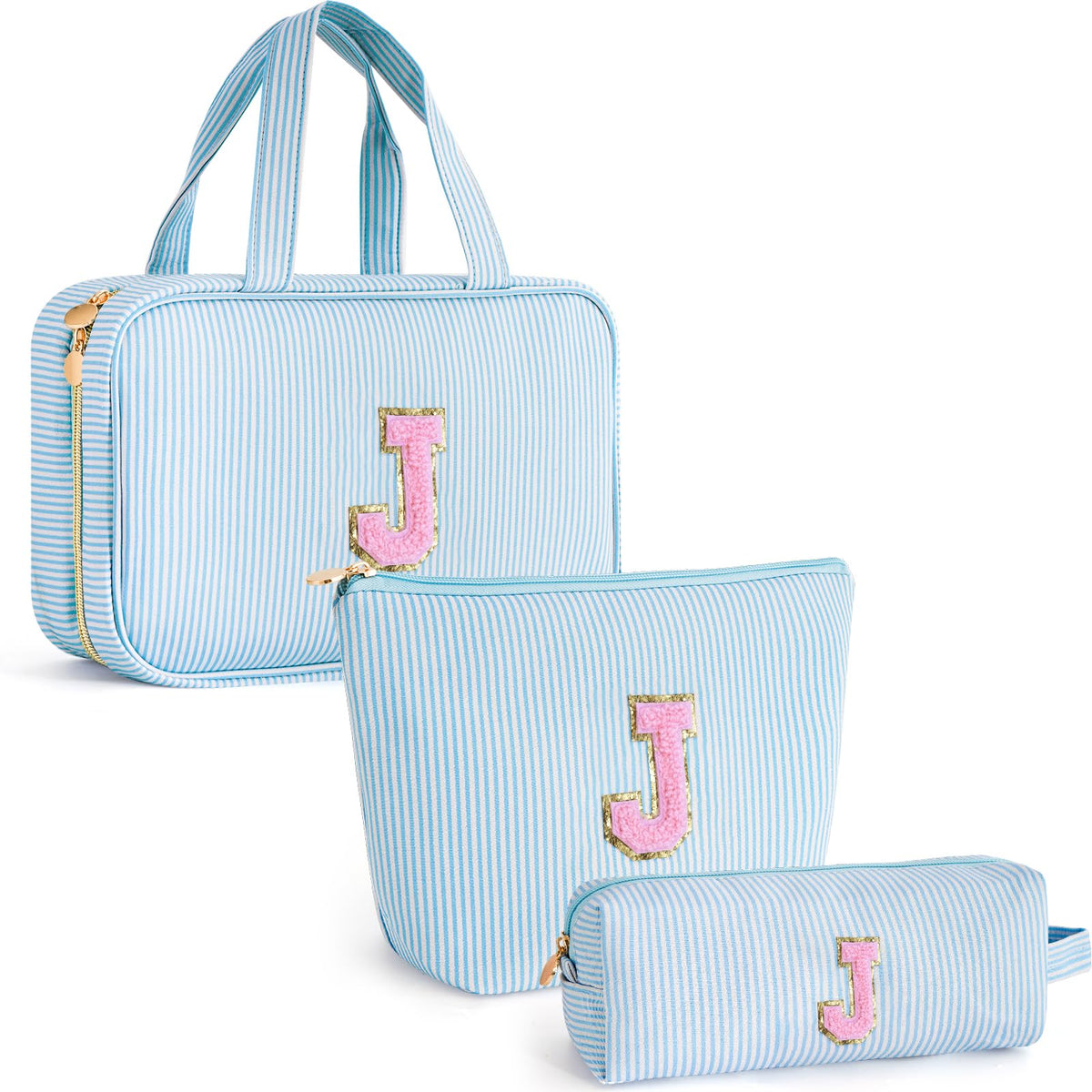 Gifts for Teen Girls Women - Personalized Toiletry Bag Initial Makeup Bag | Travel Cosmetic Bag | 8 9 10 11 12 13 14 15 16 Years Old Girl Gift Trendy Stuff - Blue A