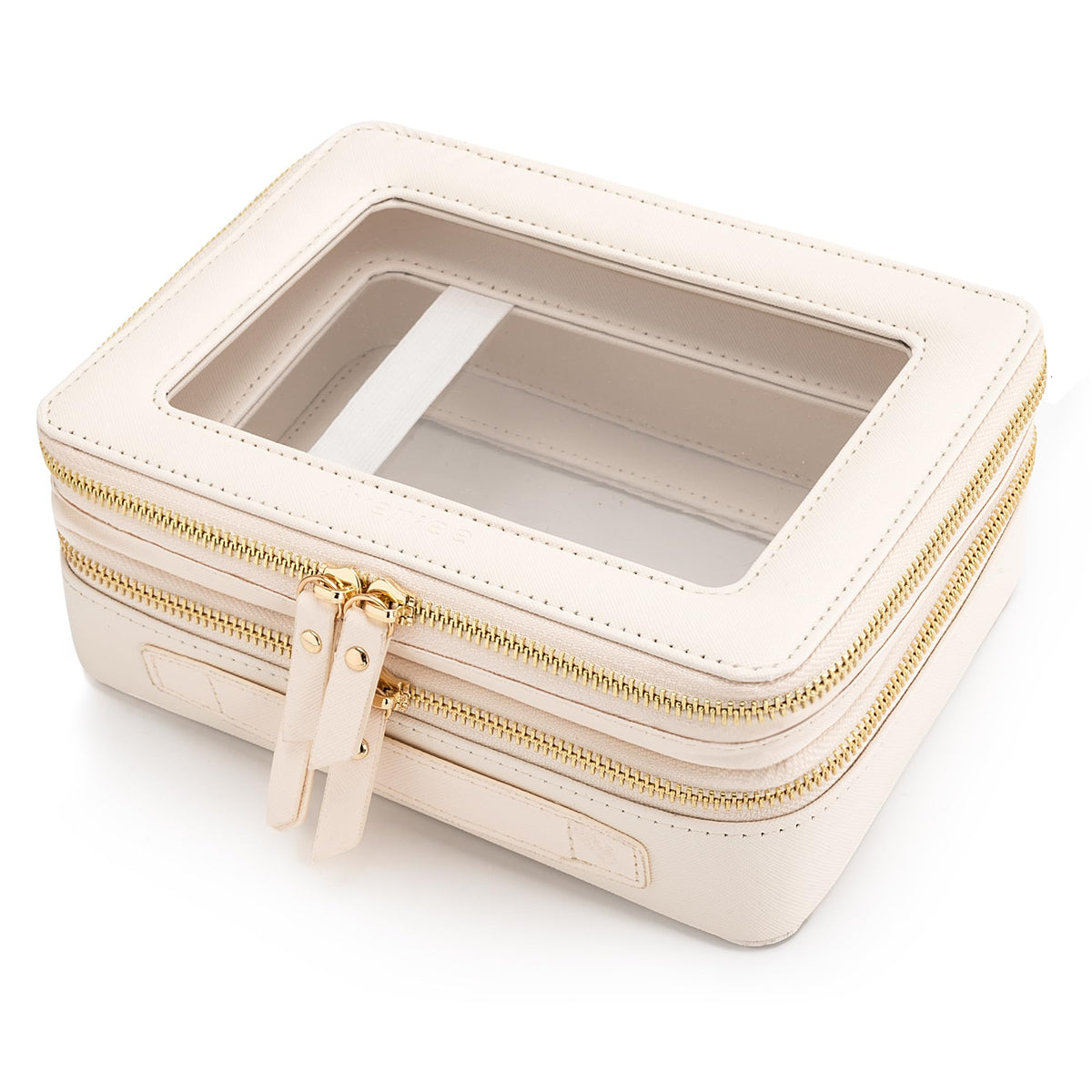 Aveniee Clear Makeup Bag Organizer, Travel Toiletry Bag Cosmetic Case for Women, Make Up Skincare Pouch Car Organizer Bag with Zippers for Essentials,White,Medium Classic