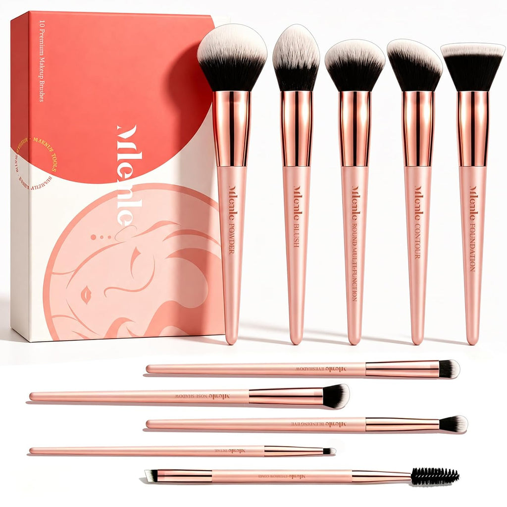 Mlemle Professional 10‑Pcs Makeup Brushes Set for Women,Girls,Beginner&Pros