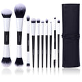 YutimeAura Makeup Brush Set 10pc, Dual-Ended Makeup Brushes For Bronzer, Contour, Eyeshadow, Blush, Concealer & Foundation Application