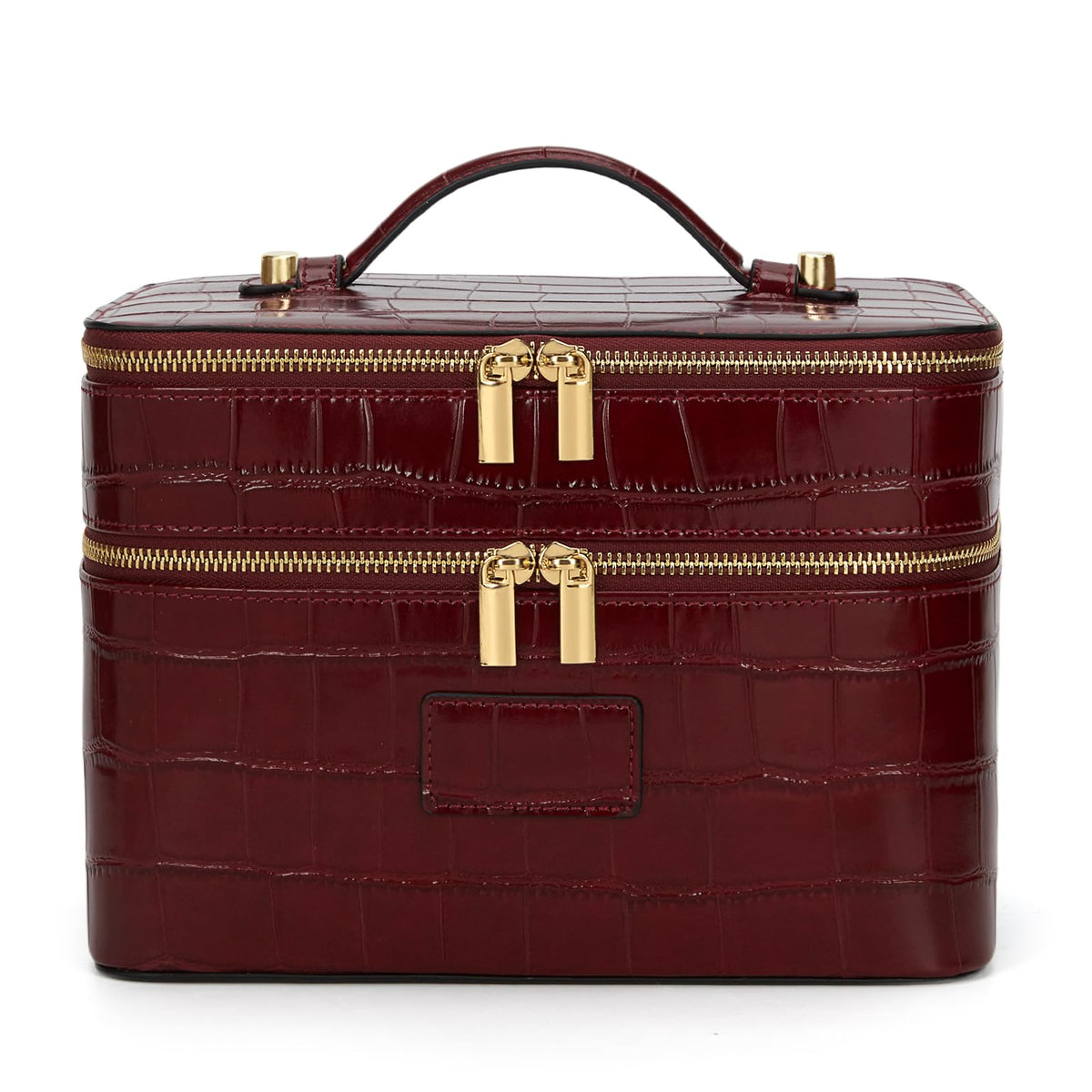 HiTotes Large Makeup Bag Duo Vanity Case for Women Leather Makeup Case Travel Toiletry Bag Portable Double Layer Cosmetic Bag