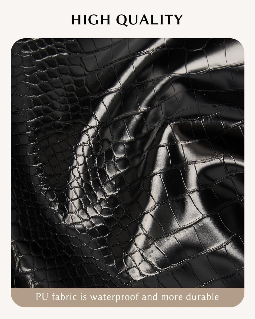 Make Up Bag, Cosmetic Organizer for Women, Waterproof Croc PU Leather Makeup Organizer with Divider and Handle Toiletry Bag Travel Bag (Croc Embossed, Black)