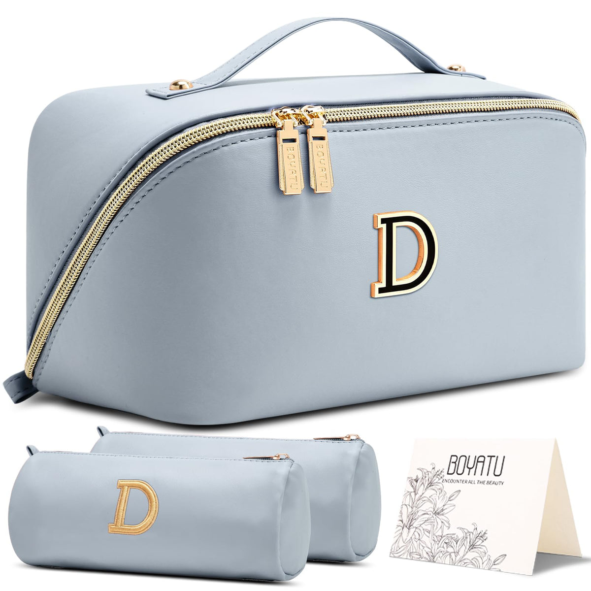 BOYATU Makeup Bag Gift for Women: 3-in-1 Travel Personalized Cosmetic Bag