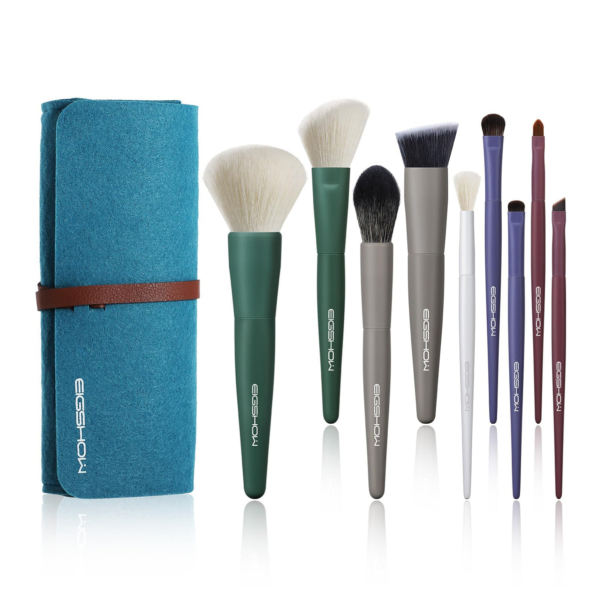 Makeup Brushes, EIGSHOW 5 Colors Essential Kabuki Makeup Brush Set with Ultra Soft Synthetic Fibers for Powder Blush Concealers Contouring Highlighting
