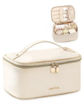 Prite Makeup Bag Travel Cosmetic Case, Women Toiletry Bag Organizer, Beige