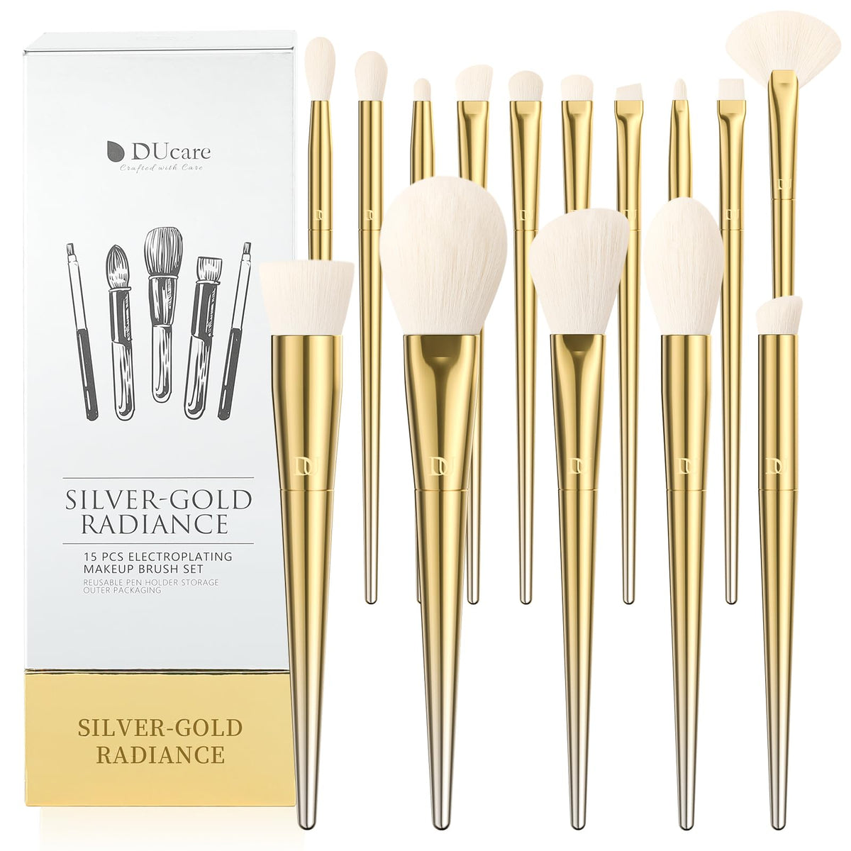 DUcare 19pcs Makeup Brush Set with Cleaning Mat Makeup Sponge