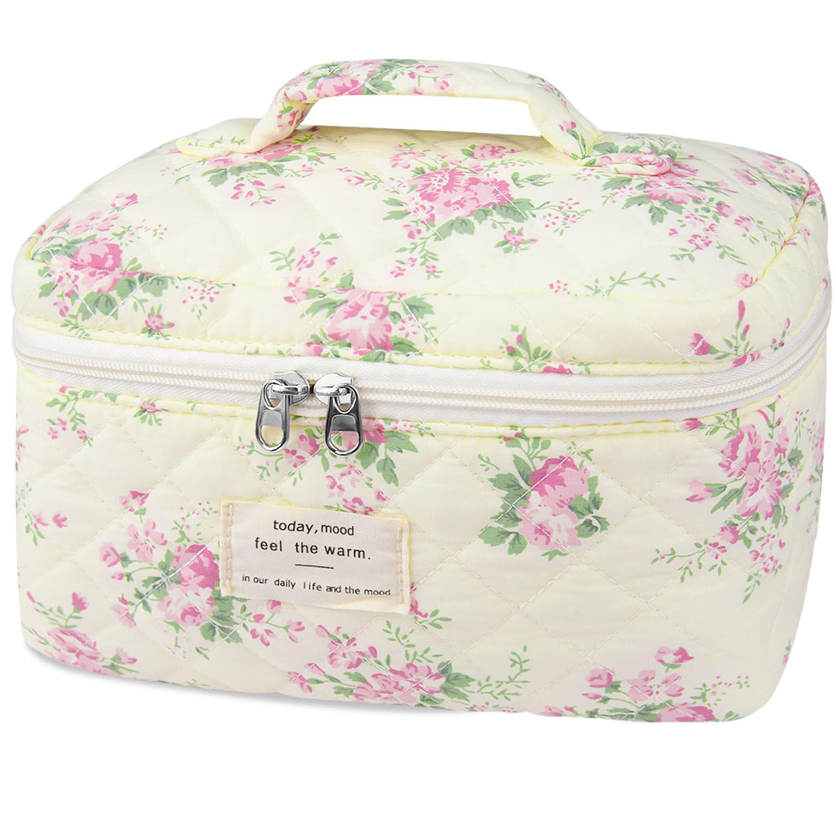 Gosect Large Makeup Bag, Cute Cosmetic Bag for Women Girls, Floral Coquette Aesthetic Toiletry Bag, Travel Make Up Organizer Bag (BDLH)