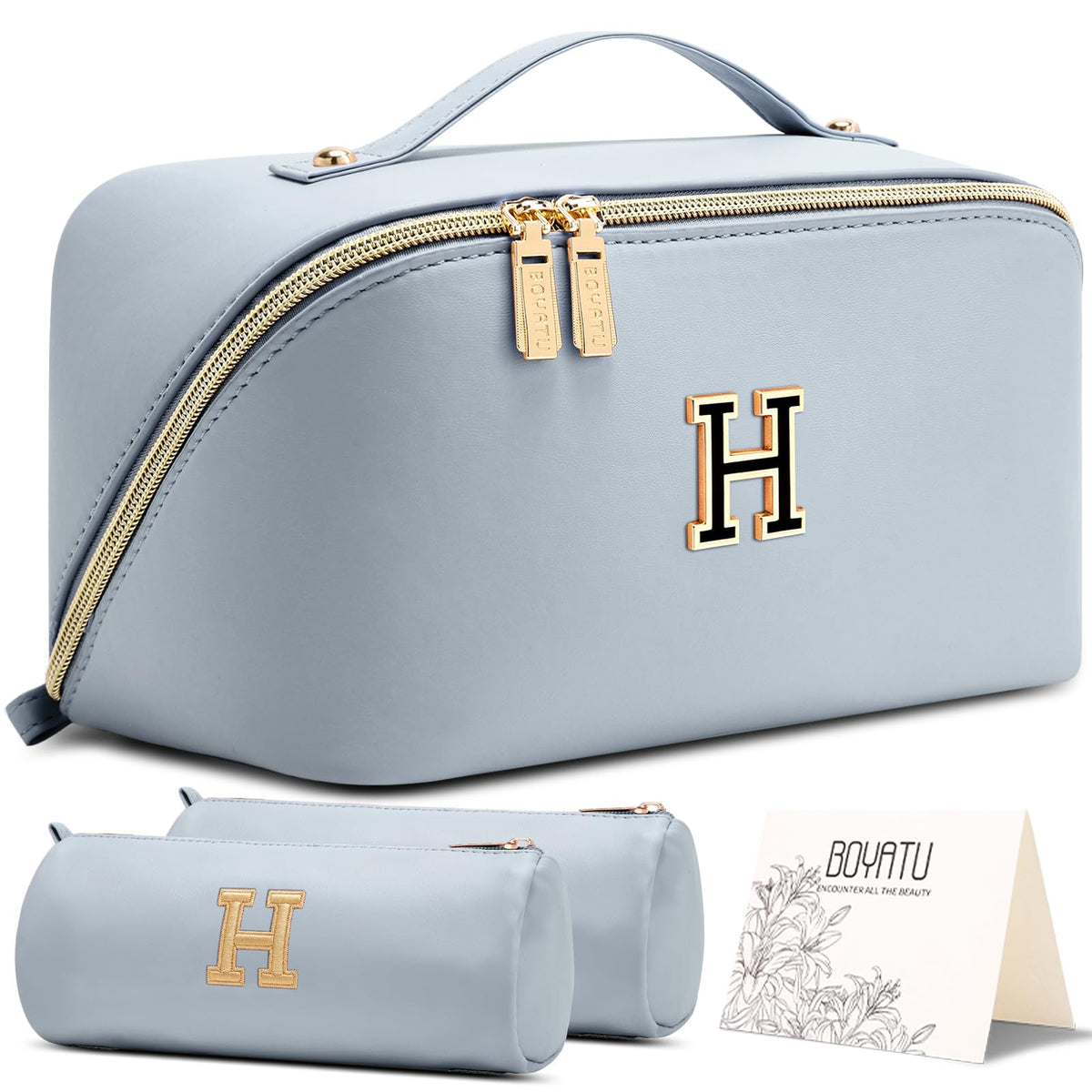 BOYATU Makeup Bag Gift for Women: 3-in-1 Travel Personalized Cosmetic Bag