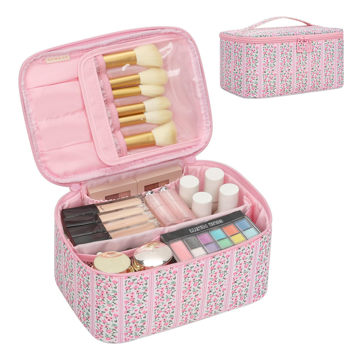 OCHEAL Makeup Bag, Portable Cosmetic Bag Black Make up Case Toiletry Bag
