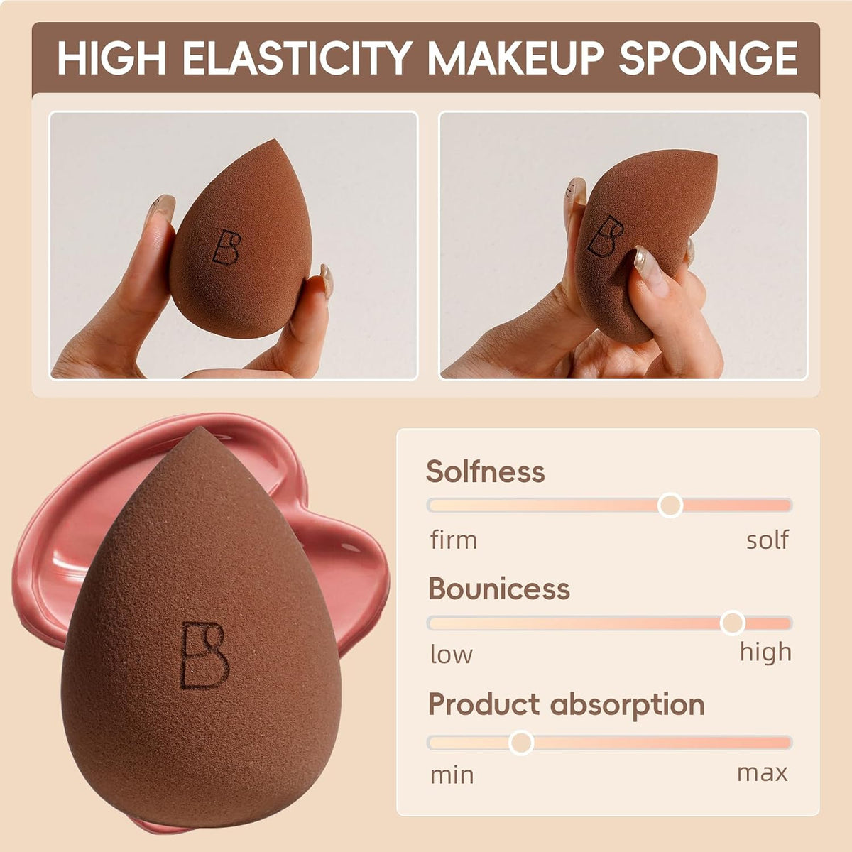 BS-MALL Makeup Brush Set 11Pcs Bamboo Synthetic Kabuki Brush Set Foundation Powder Blending Concealer Eye shadows Blush Cosmetics Brushes with Organizer Bag & Makeup Sponge (Beige)