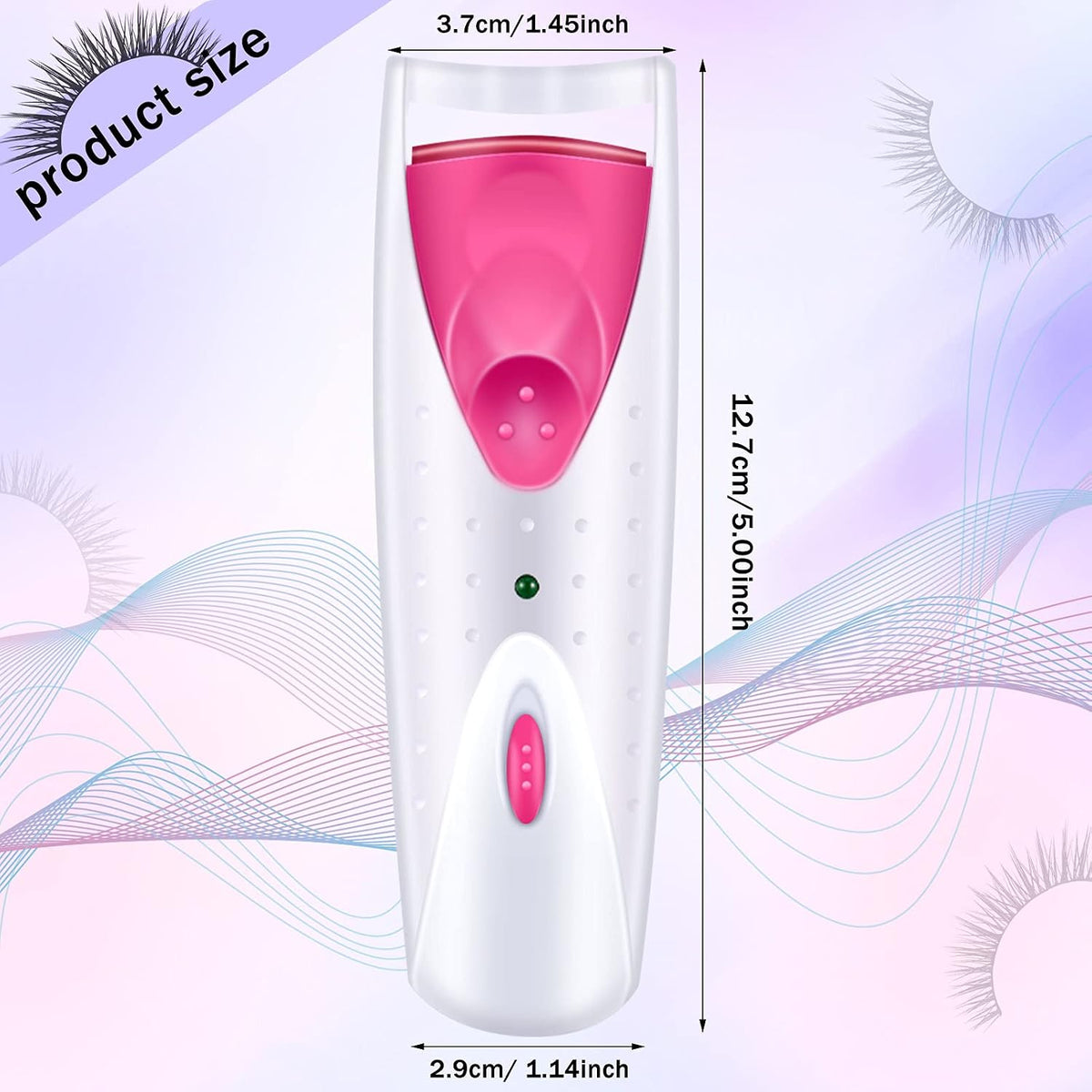 2 Pieces Heated Eyelash Curler Electric Eyelash Curlers Painless Safety Design with Double Silicone Curling Pad for Women Long Lasting Naturally Eyelashes (Pink)