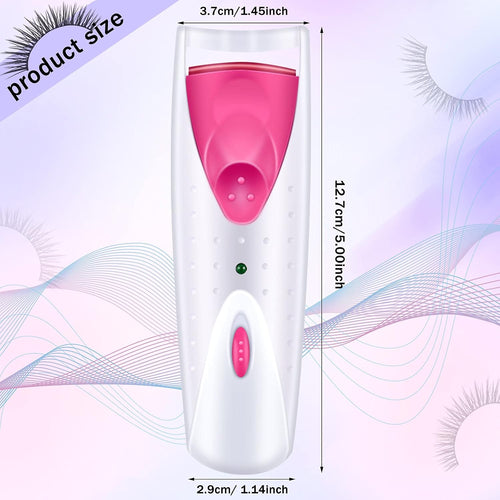 2 Pieces Heated Eyelash Curler Electric Eyelash Curlers Painless Safety Design with Double Silicone Curling Pad for Women Long Lasting Naturally Eyelashes (Pink)