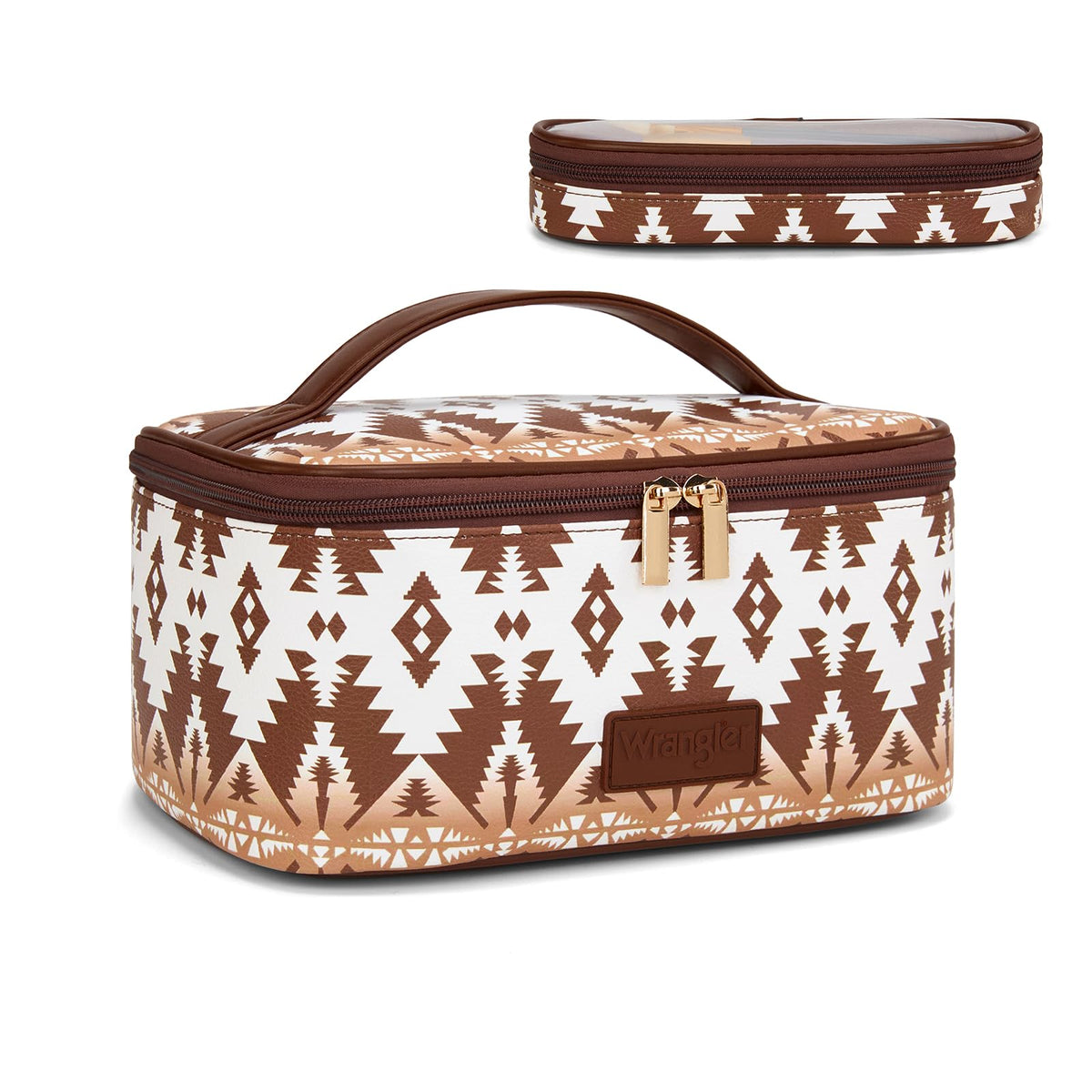 Wrangler Travel Makeup Bag 2pcs Set Cosmetic Bag with Makeup Brush Holder