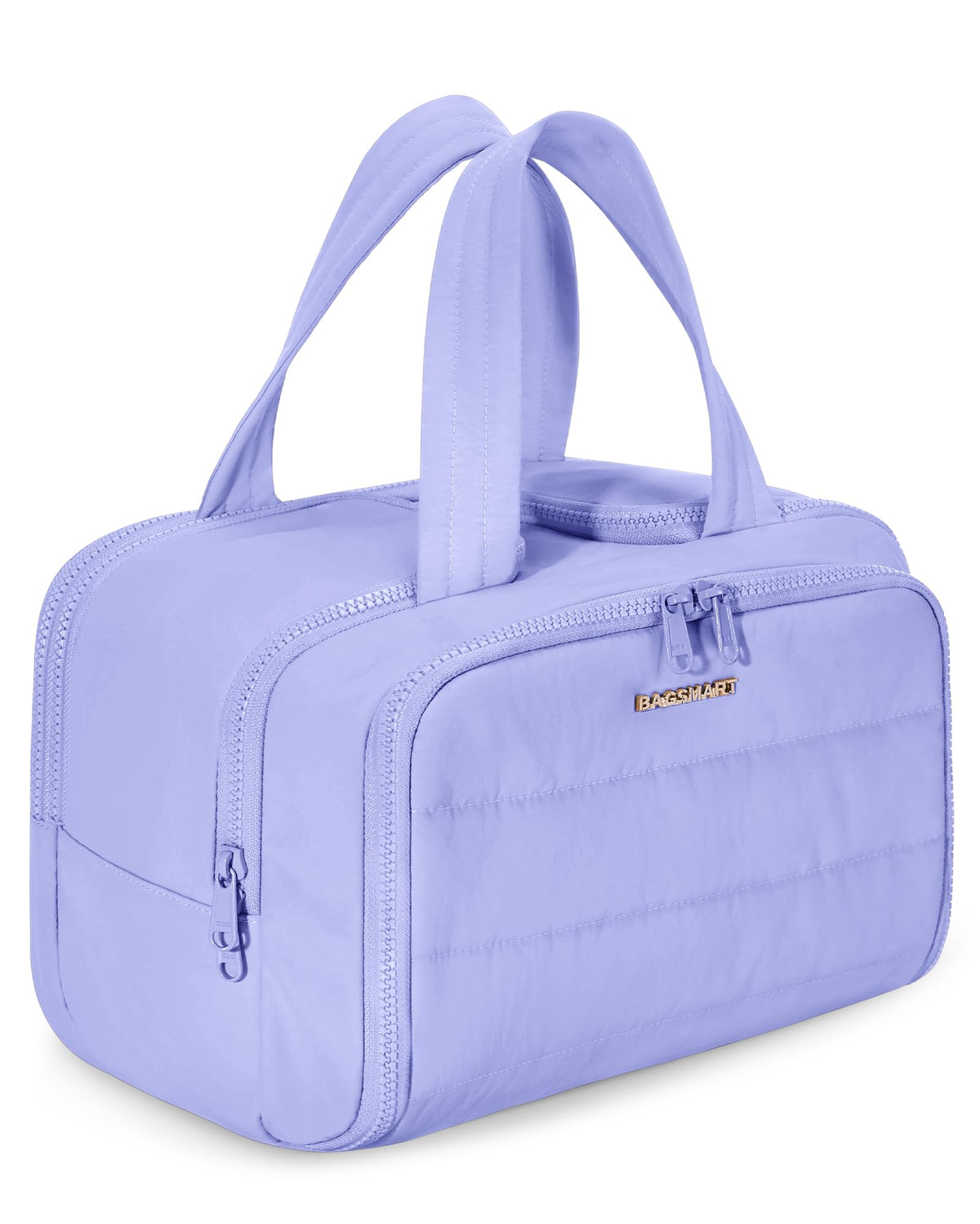 BAGSMART Travel Toiletry Bag, Lightweight Large Wide-open Travel Bag for Women, Puffy Cosmetic Makeup Bag Organizer with Handle for Accessories,Essentials, Toiletries, Dark Pink