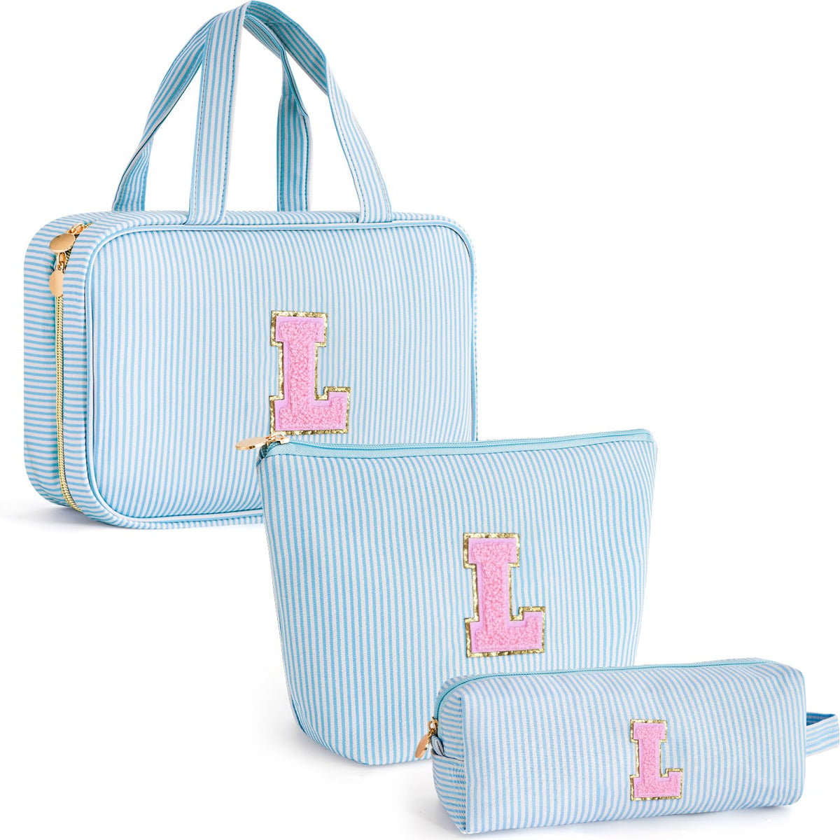 Gifts for Teen Girls Women - Personalized Toiletry Bag Initial Makeup Bag | Travel Cosmetic Bag | 8 9 10 11 12 13 14 15 16 Years Old Girl Gift Trendy Stuff - Blue A