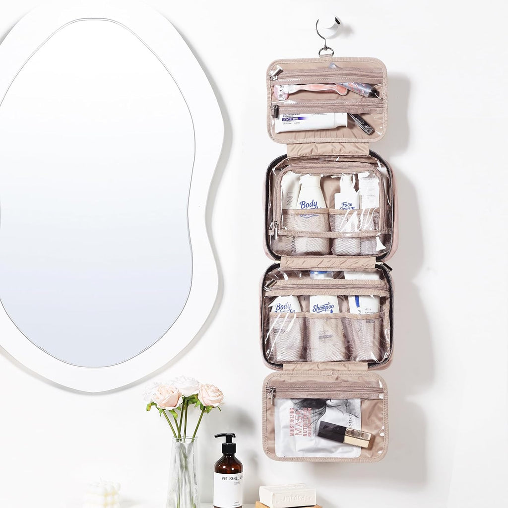 NISHEL Travel Toiletry Bag for women, Portable Hanging makeup Organizer