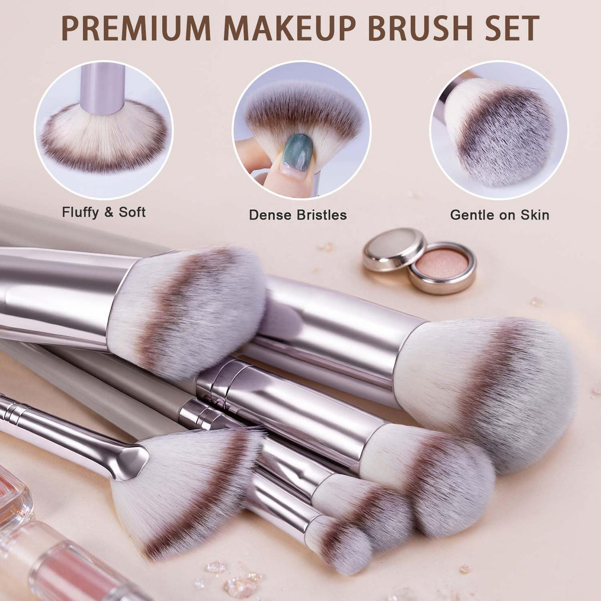 HGHDBT 55Pcs Brown Makeup Brushes Set Professional Makeup Kit Multi-functional Makeup Tool Set with Case Facial Makeup Accessories, Foundation Makeup Brush Kit Eye and Face Make up Brushes & Tools