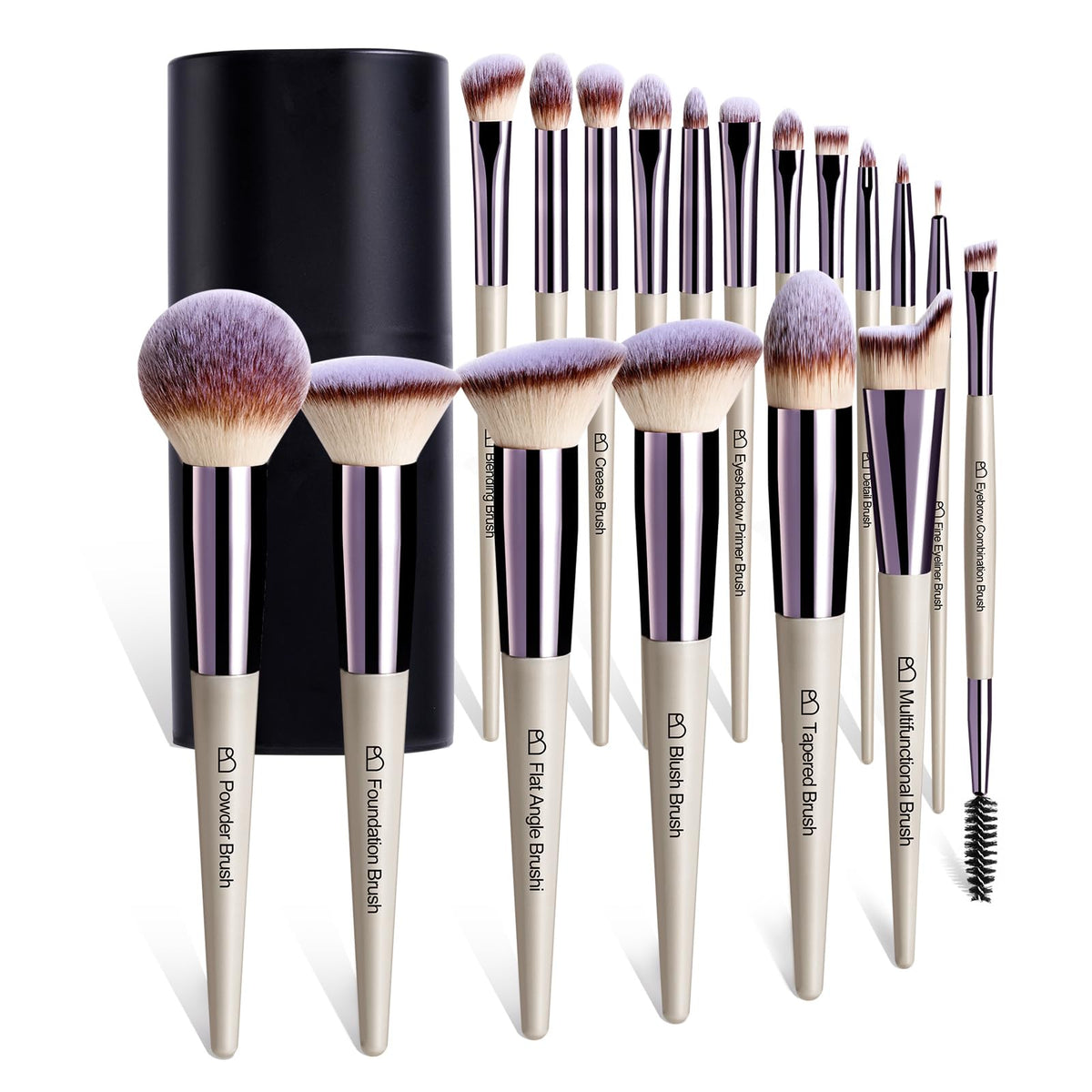 BS-MALL Makeup Brush Set 18 Pcs Premium Synthetic Foundation Powder Concealers Eye shadows Blush Makeup Brushes with black case (D-Brown)