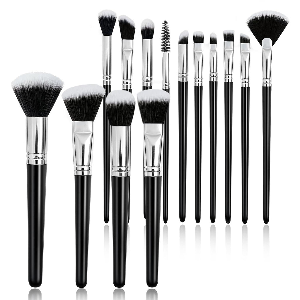 Makeup Brushes, 14 Pcs Travel makeup Brush Set, Black
