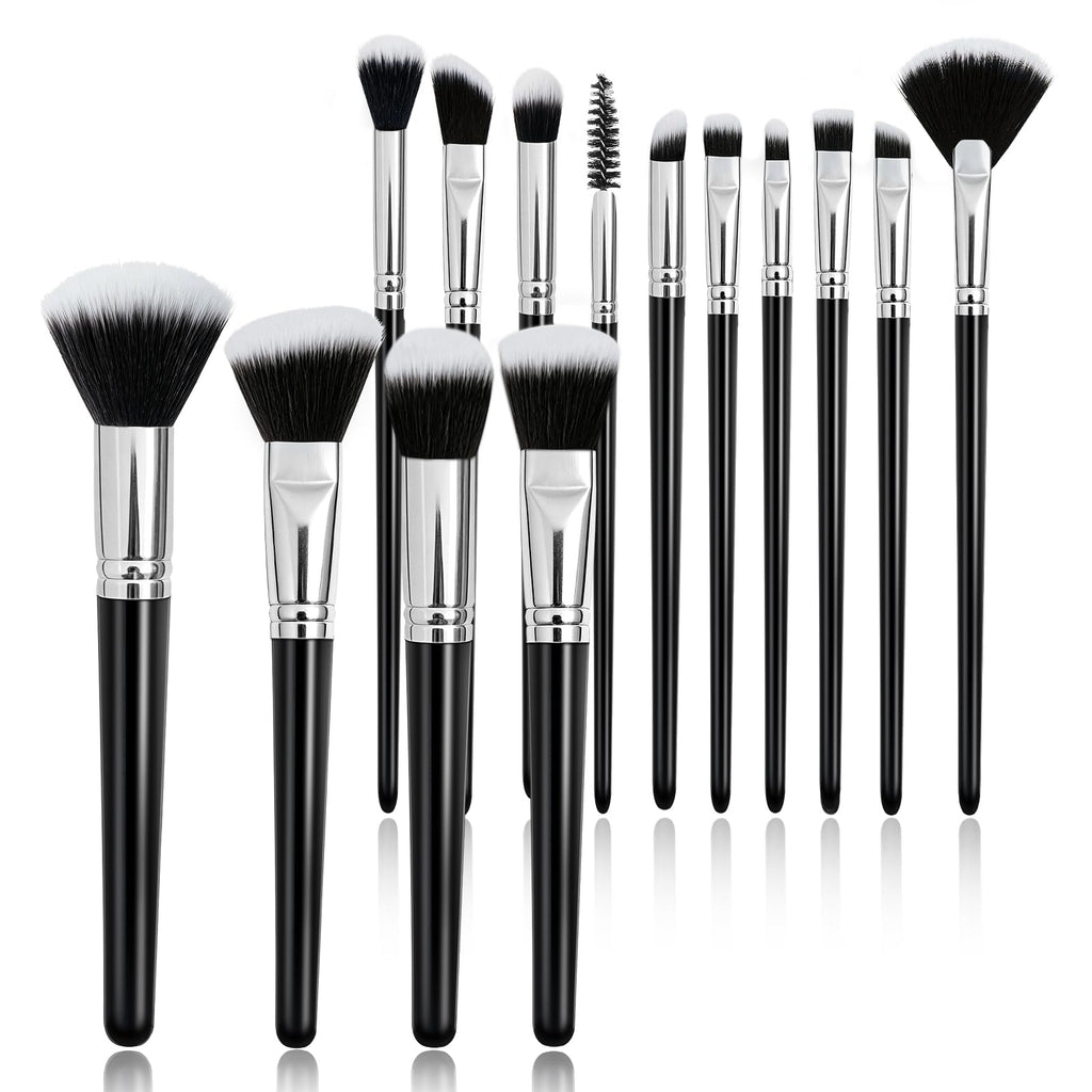 Makeup Brushes, 14 Pcs Travel makeup Brush Set, Black
