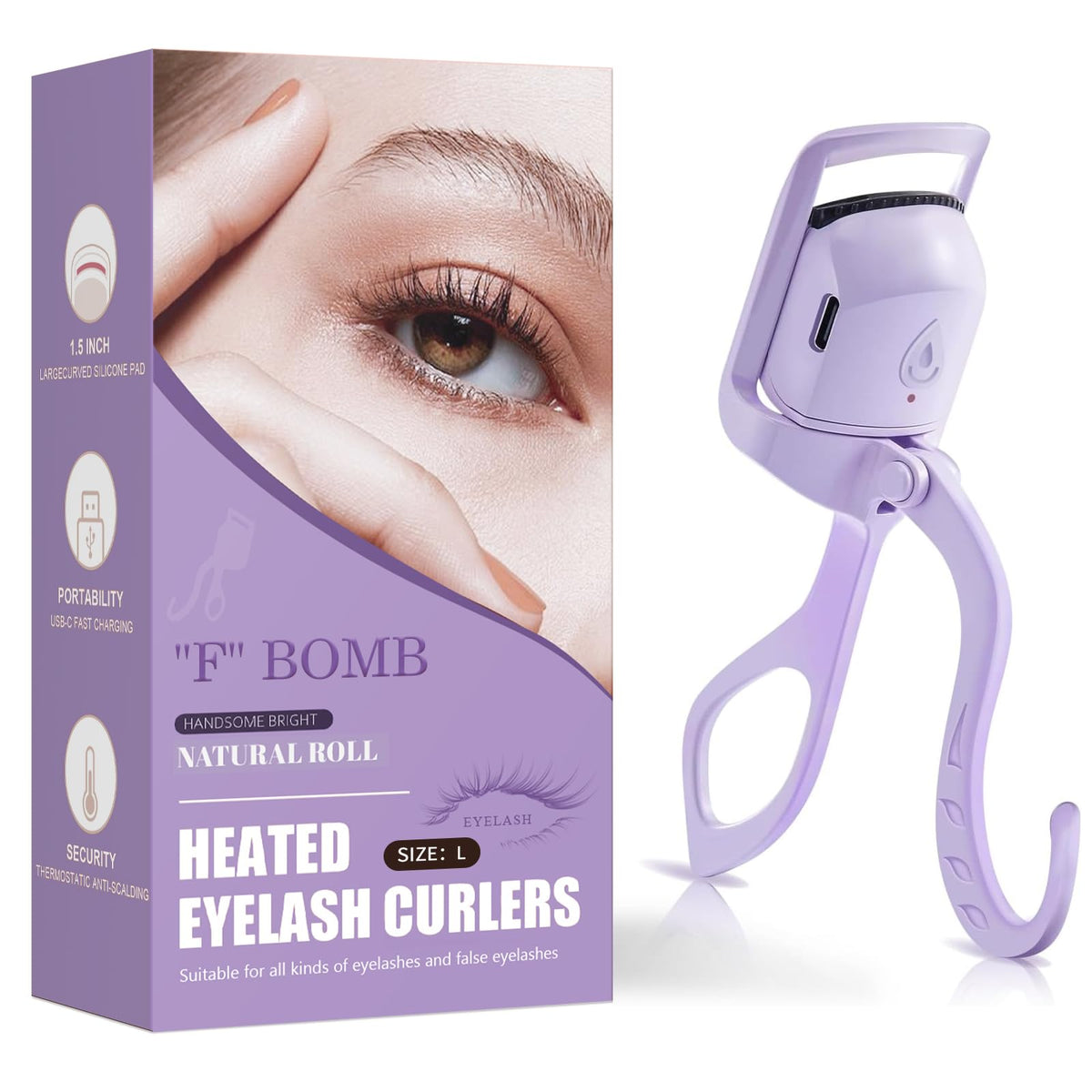 Heated Eyelash Curler Fast Heat Up in 5s - C-Shaped Rechargeable Electric Eyelash Curler for 24H Long Lasting Curls - Safe Anti-Burn Lash Curler Elevate Your Beauty with Stunning Lashes Pink
